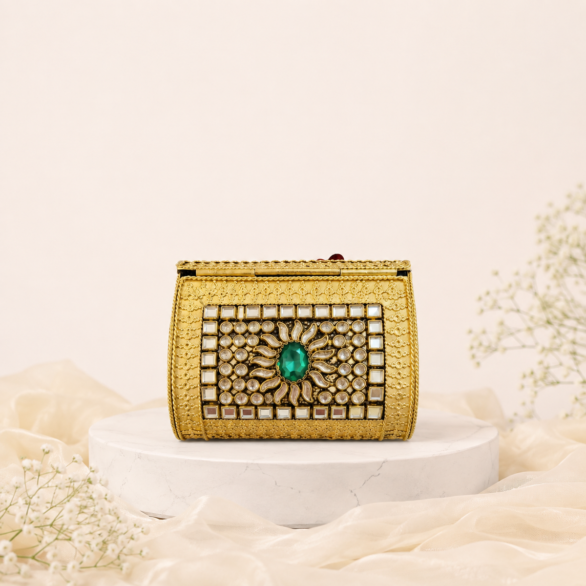 Emerald Kundan Clutch (Small)