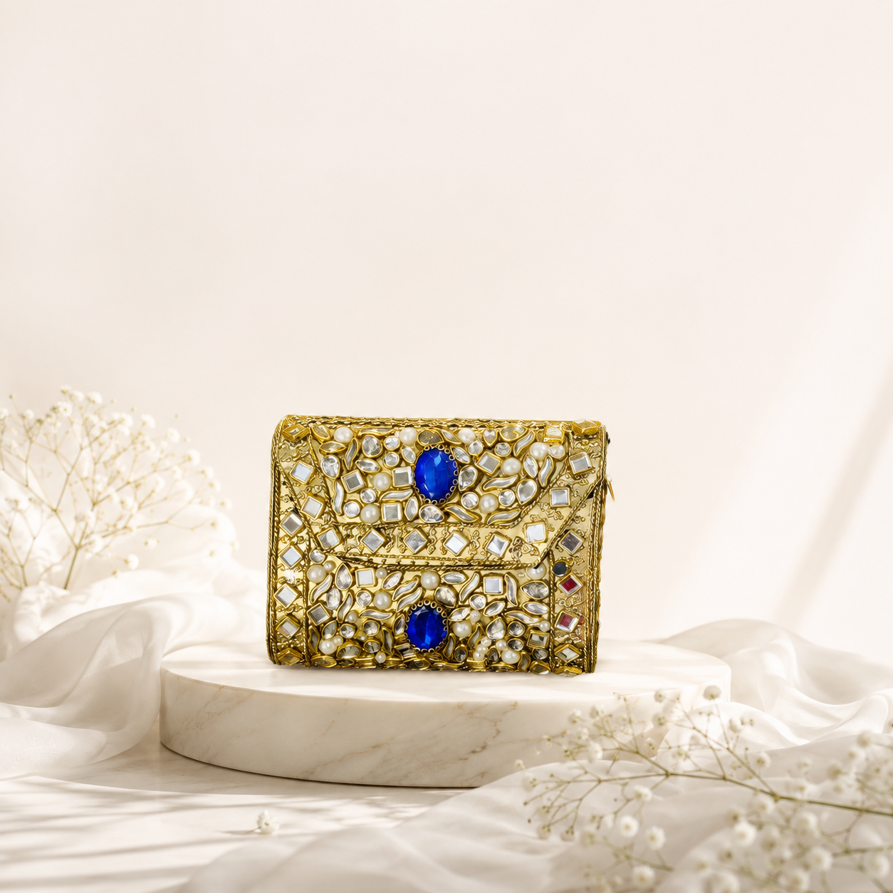 Sapphire Kundan Saga Clutch (Small)